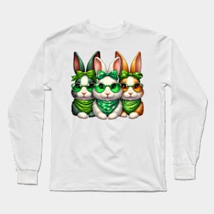 St Patricks Day Trio of Rabbits Long Sleeve T-Shirt